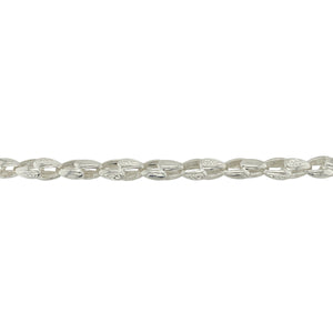 New 925 Silver 7.5" Patterned Tulip Link Bracelet