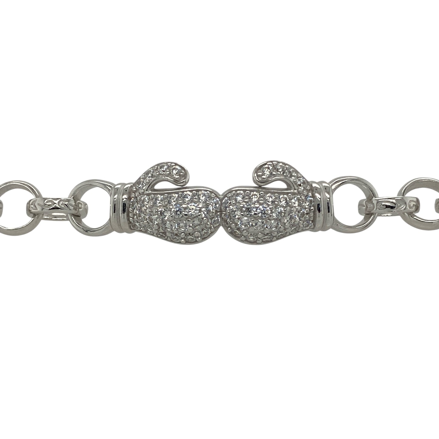 New 925 Silver & Cubic Zirconia Set Boxing Glove 5" Children's Bracelet