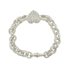 Load image into Gallery viewer, New 925 Silver &amp; Cubic Zirconia Set Heart 8&quot; Belcher Bracelet
