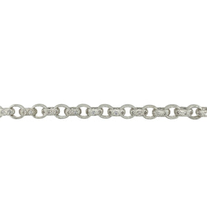 New 925 Silver & Cubic Zirconia Set 8" Patterned Belcher Bracelet