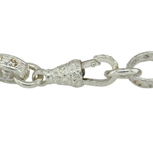 Load image into Gallery viewer, Bring classic sophistication and sparkling detail to your jewellery collection with this new 925 silver &amp; cubic zirconia set 9&quot; patterned belcher bracelet—a bold and timeless piece with refined texture and shine.

Design: Featuring 11mm wide patterned oval links adorned with cubic zirconia, this bracelet offers a traditional belcher style elevated by intricate detailing and subtle brilliance.

