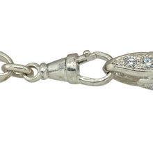 Load image into Gallery viewer, Bring floral elegance and subtle sparkle to your jewellery collection with this new 925 silver &amp; cubic zirconia set 8&quot; tulip link bracelet—a graceful piece with natural inspiration and refined shine.

Design: Featuring 10mm wide tulip-shaped links accented with cubic zirconia, this bracelet blends botanical curves with a touch of shimmering detail.
Material: Made from solid 925 sterling silver, the polished finish enhances the flowing design and highlights the brilliance of the stones.

