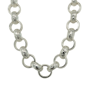 New 925 Silver 26.5" Patterned Engraved Belcher Chain