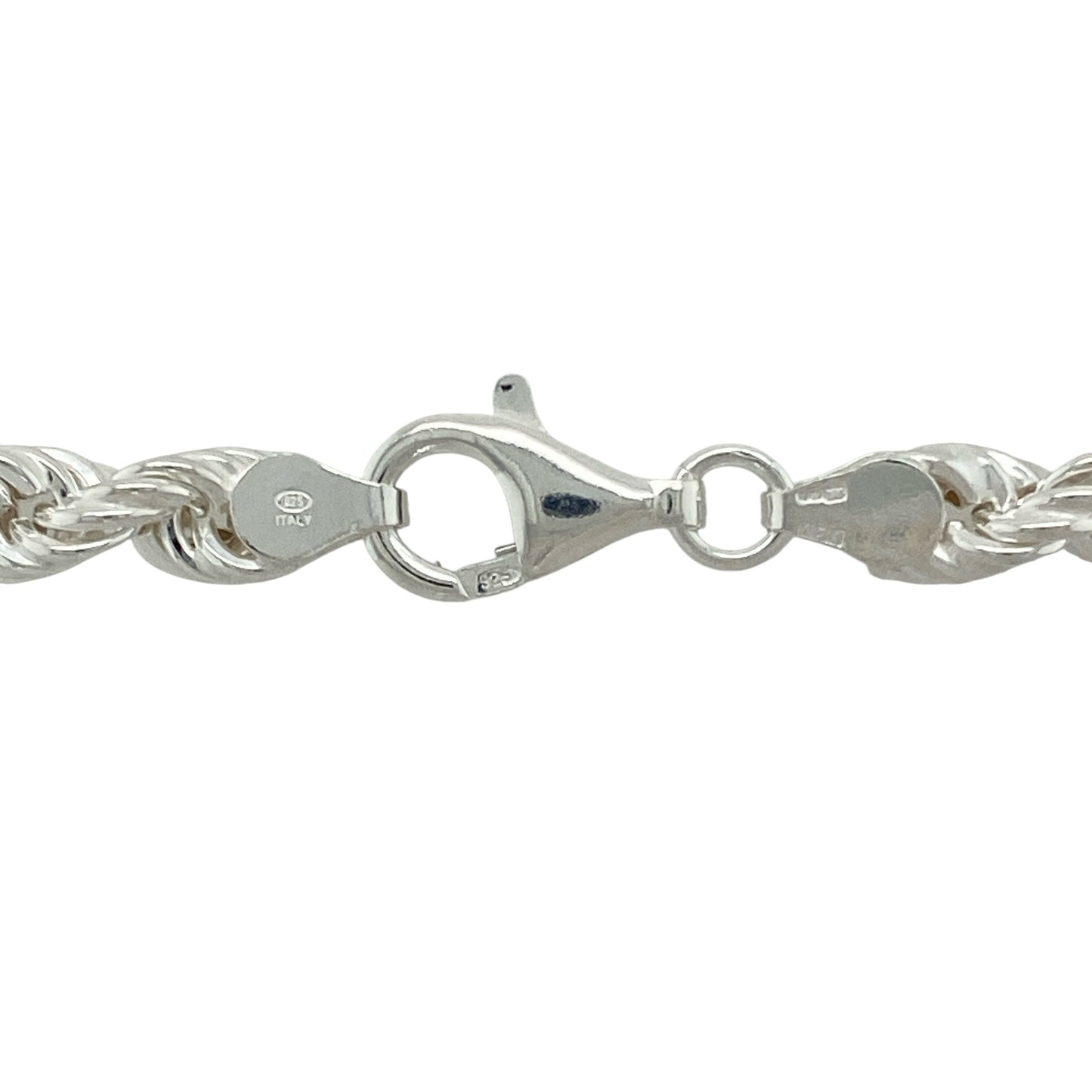 Bring timeless texture and polished shine to your jewellery collection with this new 925 silver 26" rope chain—a bold classic with enduring appeal and structured elegance.

Design: Featuring 7mm wide rope-style links, this chain showcases a twisted, woven look that adds movement and depth to its design.
Material: Made from solid 925 sterling silver, the high-polish finish enhances the rope texture for a brilliant, eye-catching shine.