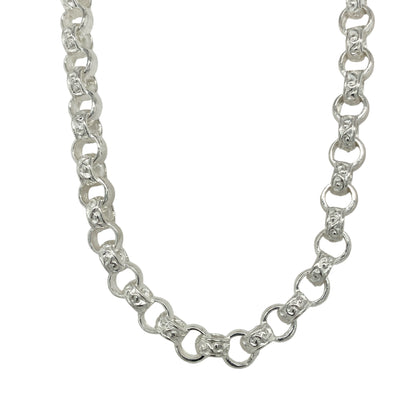 New 925 Silver 22" Patterned Engraved Belcher Chain