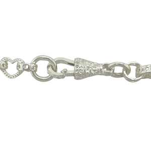 Bring delicate charm and symbolic detail to your jewellery collection with this new 925 silver 26.5" patterned heart link chain—a graceful piece with romantic styling and timeless appeal.

Design: Featuring 7mm wide heart-shaped links with subtle patterned engraving, this chain offers a soft yet structured look with sentimental elegance.
Material: Made from solid 925 sterling silver, the polished and engraved finishes enhance the gentle curves and detail of each link.

