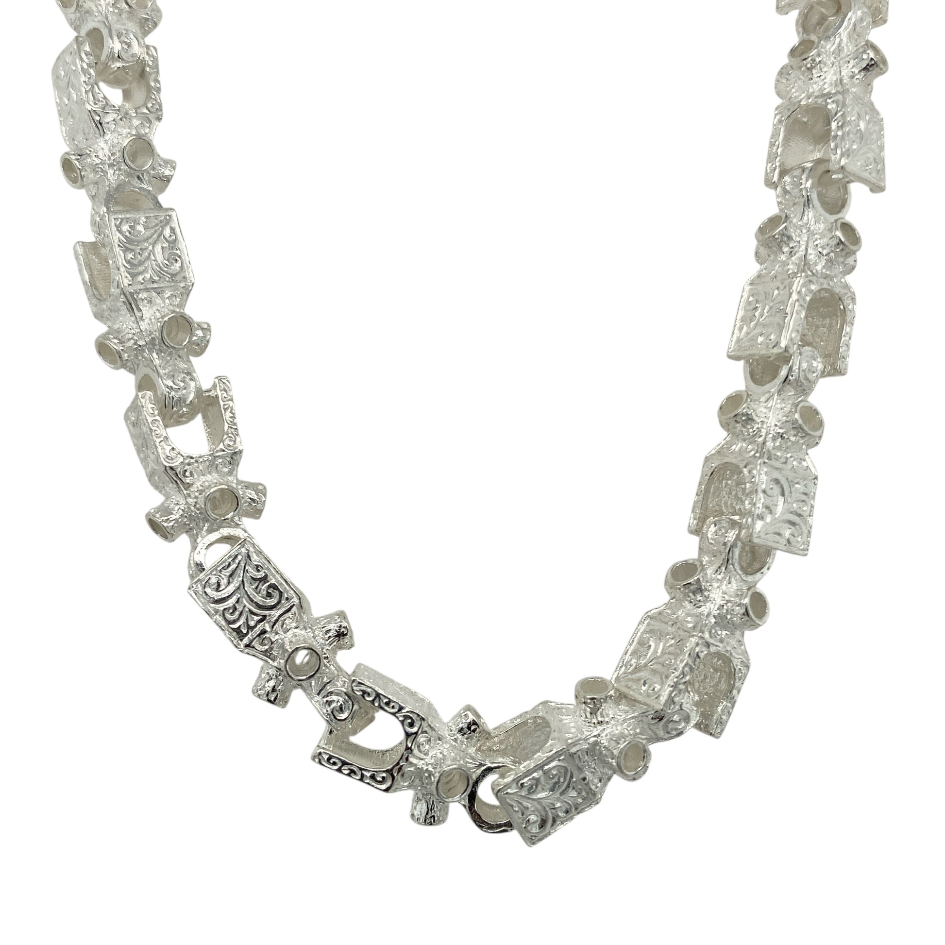 New 925 Silver 24" Patterned Lego Chain