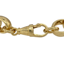 Load image into Gallery viewer, Bring bold elegance and classic warmth to your jewellery collection with this new solid 925 silver heavily 9ct yellow gold plated 9.5&quot; patterned engraved oval link belcher bracelet—a timeless piece with rich detail and golden impact.

Design: Featuring 11mm wide oval belcher links with intricate engraved patterning, this bracelet blends traditional design with eye-catching sophistication.

