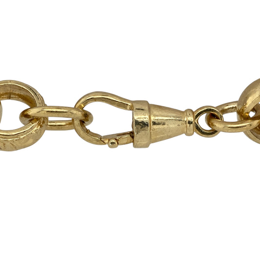 Bring bold texture and luxurious warmth to your jewellery collection with this new solid 925 silver heavily 9ct yellow gold plated 8.5" patterned engraved round link belcher bracelet—a standout piece with classic form and rich golden detail.

Design: Featuring 12mm wide round belcher links with intricate engraved patterning, this bracelet offers a timeless silhouette with ornate visual interest.
