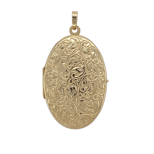 9ct Gold Engraved Oval Locket