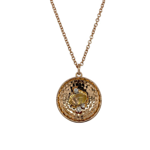 18ct Gold Diamond & Quartz Set Clogau 'panning for gold' 18