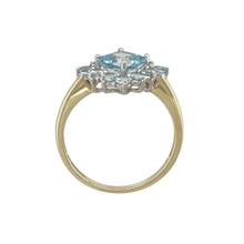Load image into Gallery viewer, 9ct Gold &amp; Aqua coloured stone Cluster Ring
