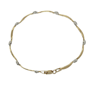 9ct Gold & Cubic Zirconia Set Flower 7.5" Bracelet