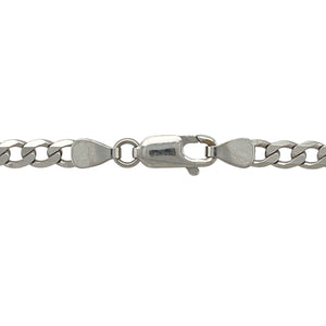 Bring bold elegance and timeless appeal to your collection with this pre-owned 9ct white gold curb chain—a classic piece with a sleek, polished finish.

Design: This 24" chain features 4mm wide curb links, offering a strong and structured look that suits both everyday wear and special occasions.
Material: Made from 9-carat white gold, the highly polished finish enhances the clean lines of the curb links with a cool, refined shine.
