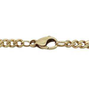 Elevate your jewellery collection with this pre-owned 9ct yellow gold 22" curb chain—a substantial and timeless piece ideal for bold everyday wear or statement layering.

Design: Featuring 3mm wide curb links, the chain showcases a classic interlocking pattern that lies flat for a sleek and polished appearance.
Material: Made from 9-carat yellow gold, the high-shine finish adds depth and warmth to the durable and structured design.
