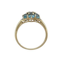 Load image into Gallery viewer, 9ct Gold Diamond &amp; Blue Topaz Set Flower Cluster Ring
