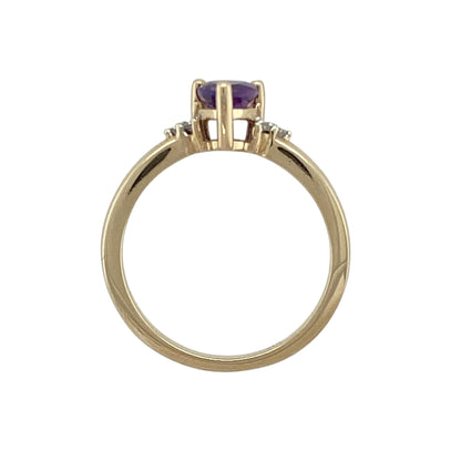 9ct Gold Amethyst & Cubic Zirconia Set Ring