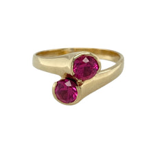 Load image into Gallery viewer, 9ct Gold &amp; Double Ruby Set Twist Over Ring
