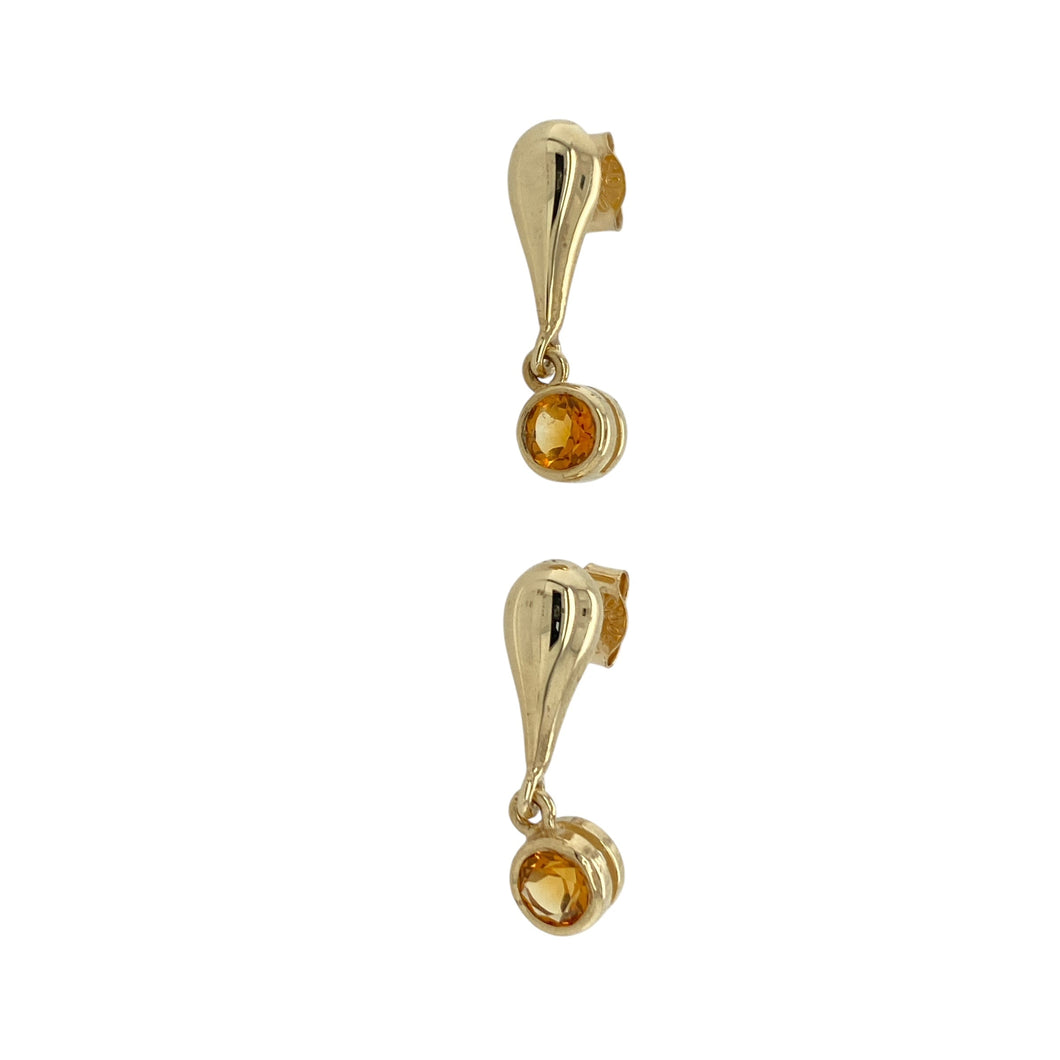 9ct Gold & Citrine Set Drop Earrings