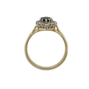 9ct Gold Sapphire & Cubic Zirconia Set Teardrop Cluster Ring