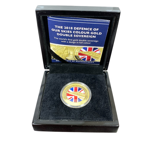 2018 Defense of our Skies Colour Gold Double Sovereign