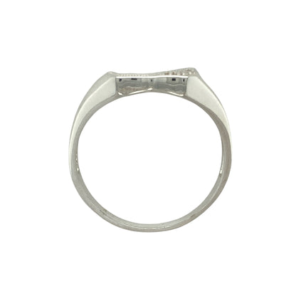 New 925 Silver & Cubic Zirconia Set Shield Signet Ring