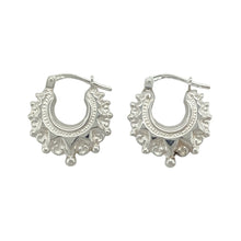Load image into Gallery viewer, New 925 Silver 15mm Small Fancy Round Creole Earrings
