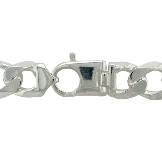 Bring bold sophistication and powerful style to your collection with this new 925 solid silver 22" curb chain, offering a classic design and commanding presence—perfect for making an unforgettable statement.

Design: The chain features a traditional 22" curb style with extra-wide 14mm links, creating a strong, sleek, and eye-catching look. Its bold profile and clean lines make it a striking and versatile choice.
