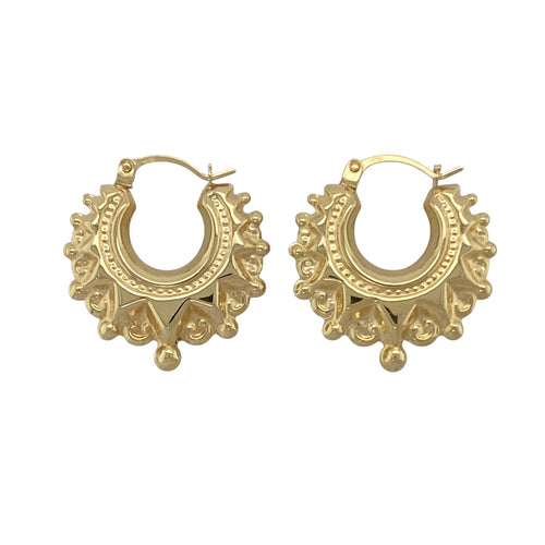 New 9ct Gold 20mm Fancy Round Creole Earrings