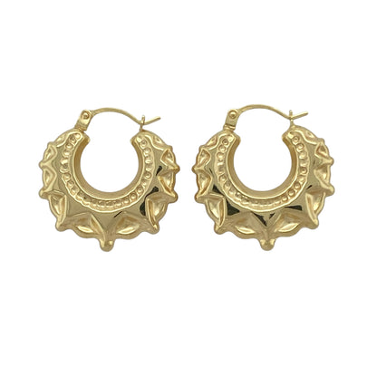 New 9ct Gold 20mm Fancy Round Creole Earrings