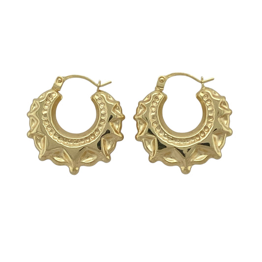 New 9ct Gold 20mm Fancy Round Creole Earrings