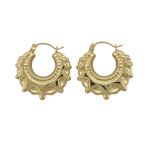 New 9ct Gold 20mm Fancy Round Creole Earrings