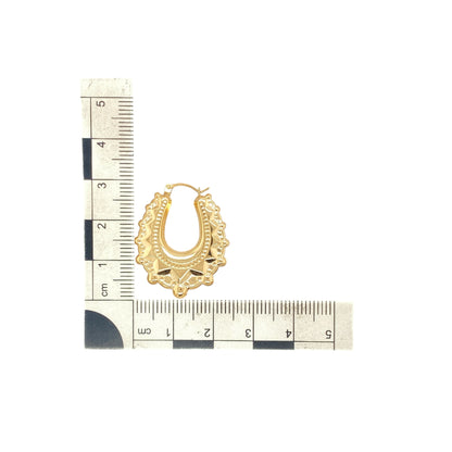 New 9ct Gold 24mm Fancy Oval Creole Earrings