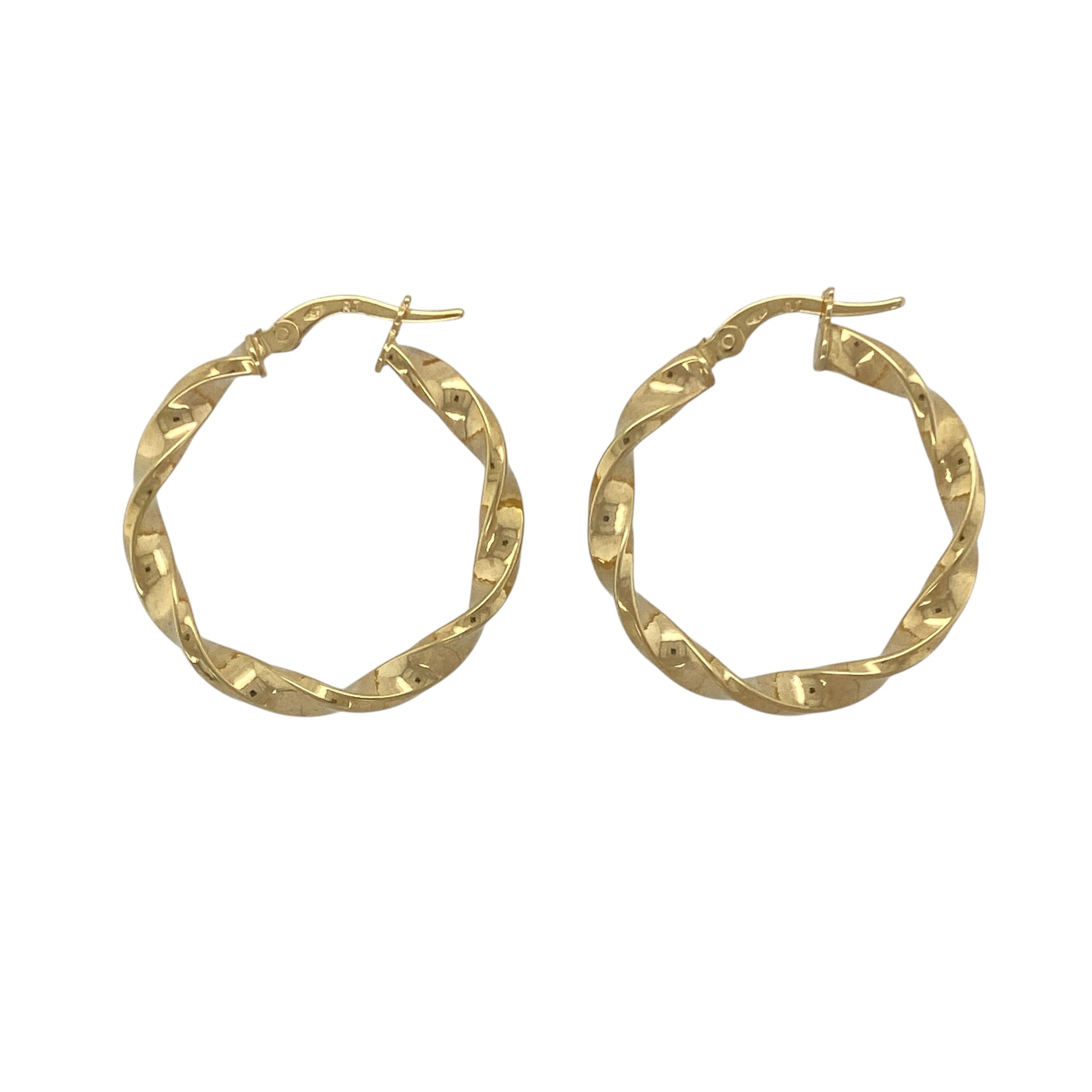 New 9ct Gold 25mm Twisted Hoop Creole Earrings