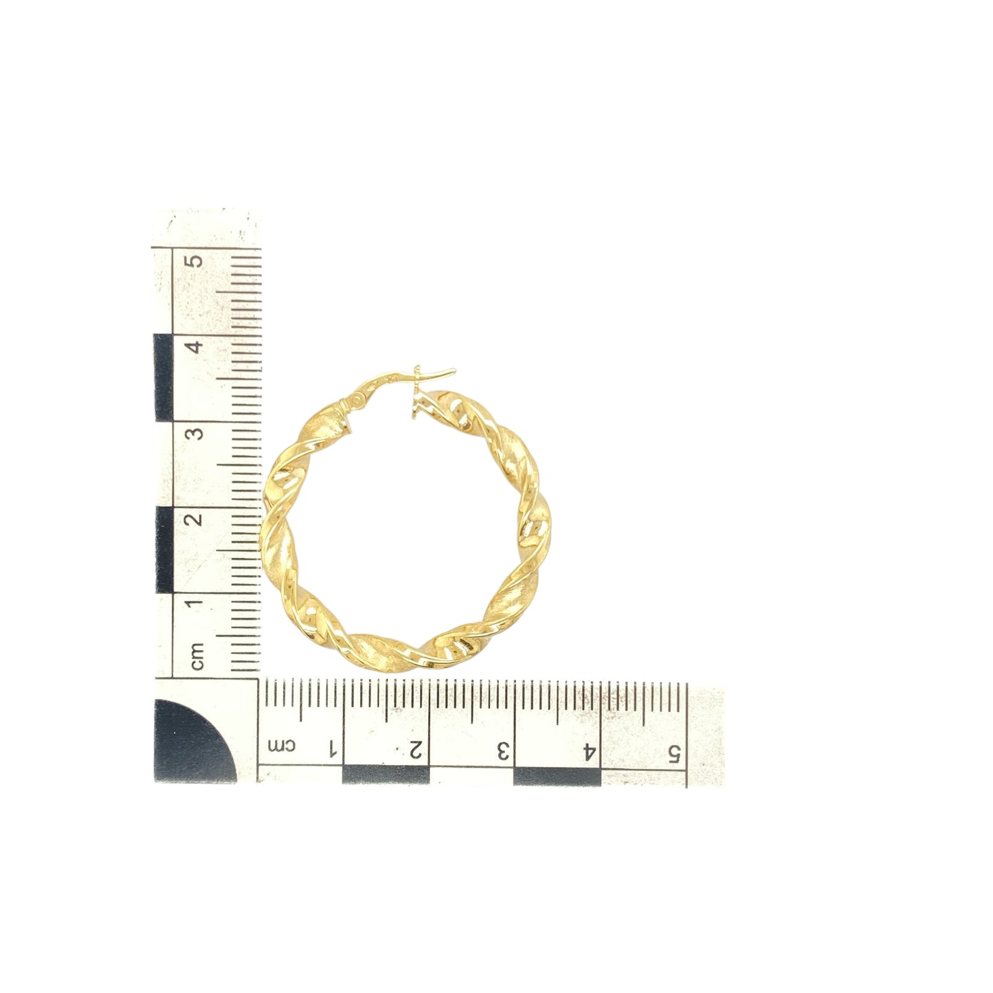 New 9ct Gold 34mm Twisted Hoop Creole Earrings