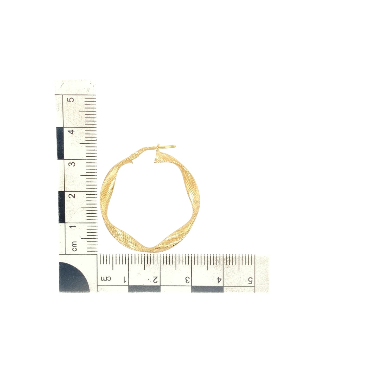 New 9ct Gold 32mm Twisted Textured Hoop Creole Earrings