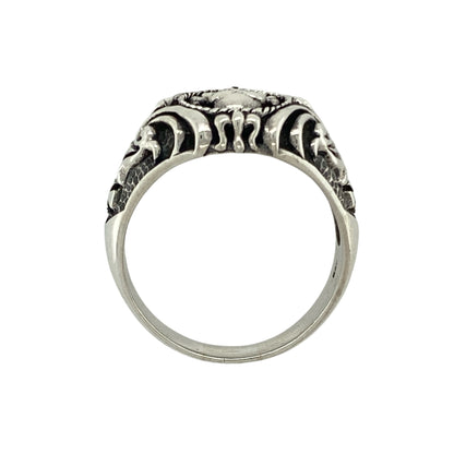 New 925 Silver Skull Signet Ring