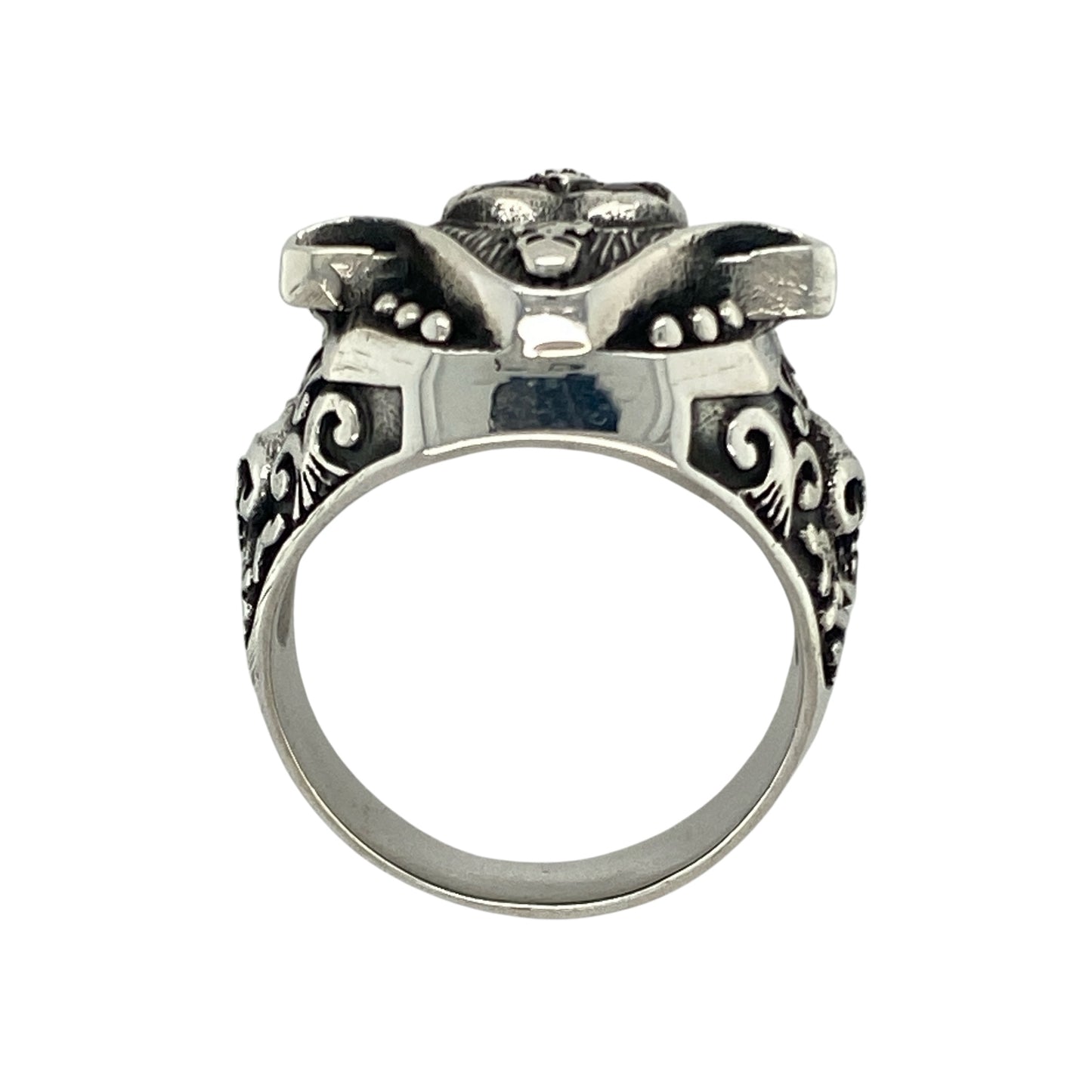 New 925 Silver & Red Stone Pirate Skull Ring