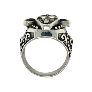 New 925 Silver & Red Stone Pirate Skull Ring