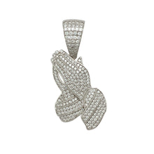 Load image into Gallery viewer, New 925 Silver &amp; Cubic Zirconia Set Praying Hands Pendant
