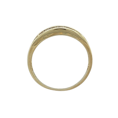 9ct Gold & Diamond Set Greek Key Wide Band Ring