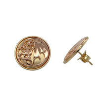 Load image into Gallery viewer, 9ct Gold Clogau Welsh Dragon Wing Round Stud Earrings

