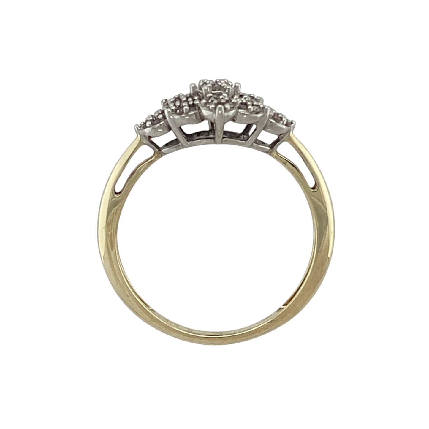 9ct Gold & Diamond Set Flower Cluster Ring