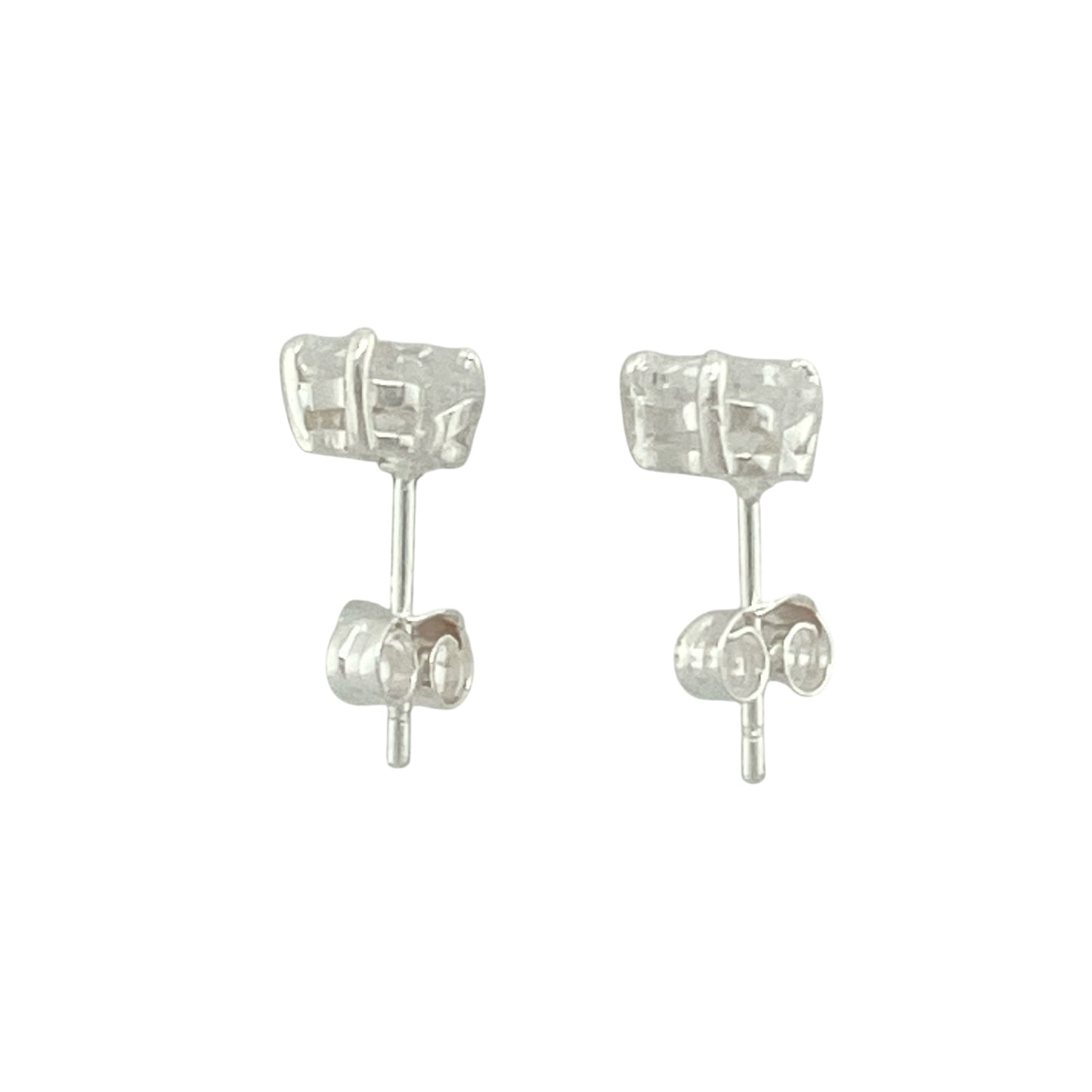 925 Silver 7mm Heart Cubic Zirconia Stud Earrings