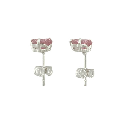 925 Silver 7mm Pink Cubic Zirconia Heart Earrings