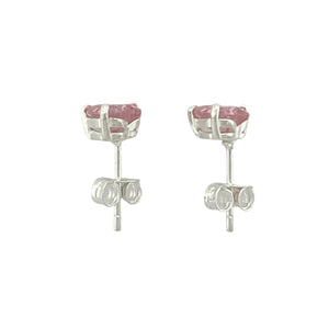 925 Silver 7mm Pink Cubic Zirconia Heart Earrings