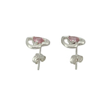 Load image into Gallery viewer, 925 Silver 10mm Pink Cubic Zirconia Heart Earrings
