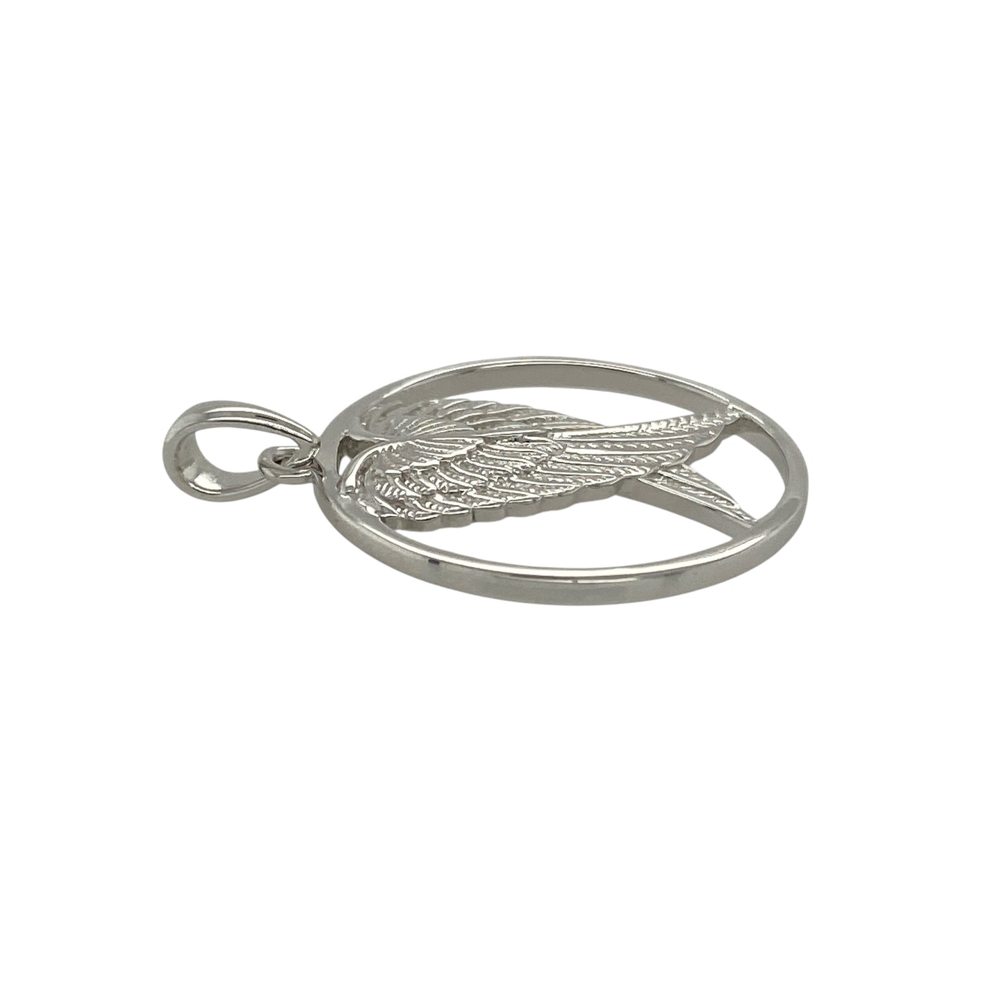 925 Silver Angel Wings Round Pendant