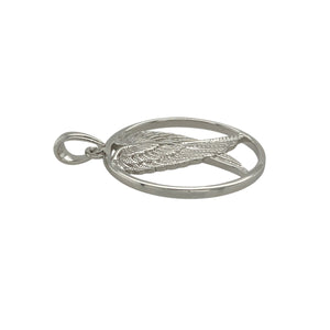 925 Silver Angel Wings Round Pendant