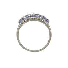 Load image into Gallery viewer, 9ct White Gold &amp; Tanzanite Set Three Row Wide Band Ring
